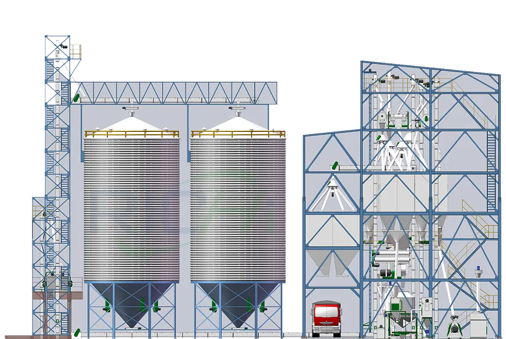 Fully Automated Animal Feed Production Line 3D Engineering Drawing